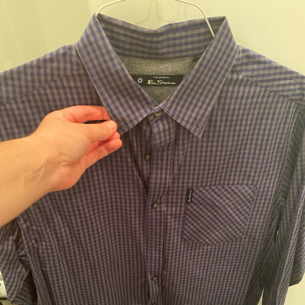 Blue/Grey/Purple Checkered Casual Button Up